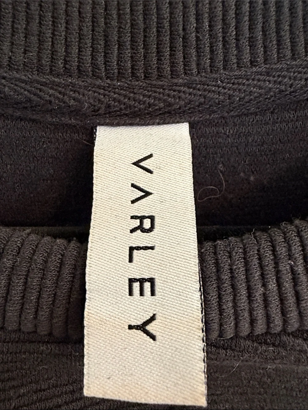 Varley Black Crewneck Sweater with Gold Side Zips